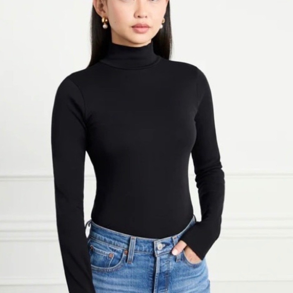 Hill House Luna Bodysuit XL Black Long Sleeve Turtleneck Layering Minimalist